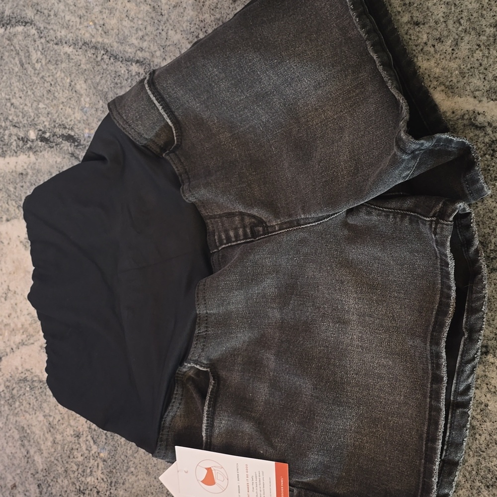 Isabel Maternity by Ingrid & Isabel Black Denim Over Belly Shorts